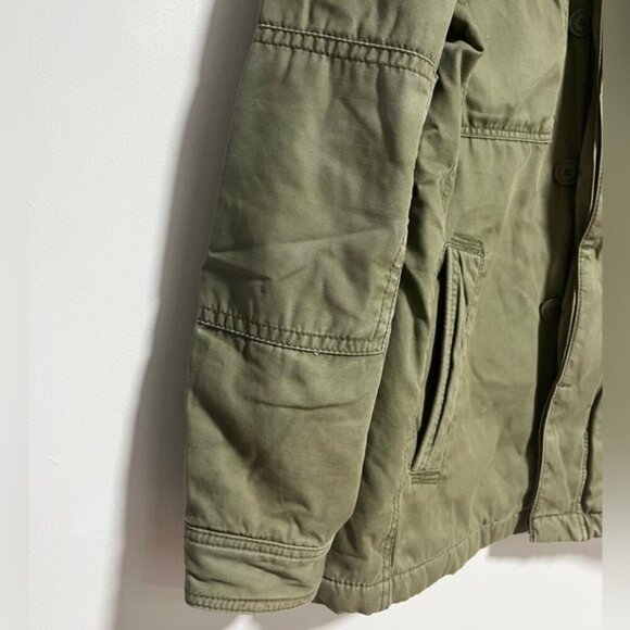 American Eagle Green Field Jacket with Faux Fur Collar - Picture 10 of 11